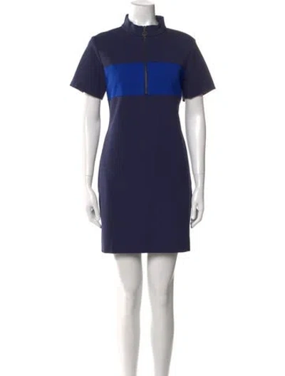 Pre-owned Tory Sport Mock Neck Mini Dress In Blue