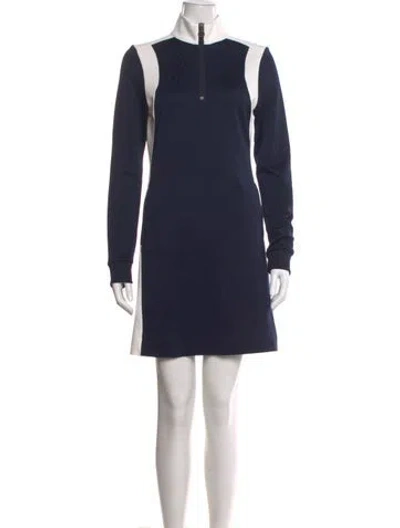 Pre-owned Tory Sport Mock Neck Mini Dress In Blue