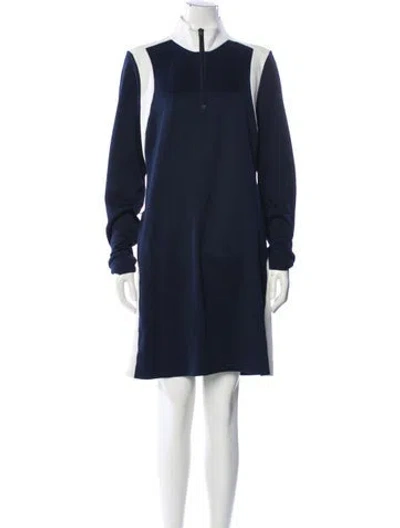 Pre-owned Tory Sport Mock Neck Mini Dress In Blue
