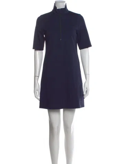Pre-owned Tory Sport Mock Neck Mini Dress In Blue
