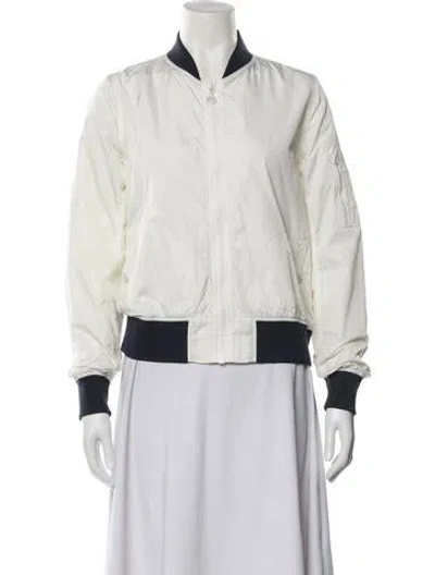 Pre-owned Tory Sport Nylon Bomber Jacket In White