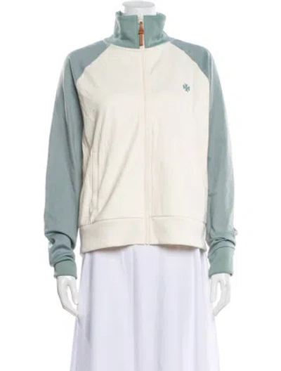 Pre-owned Tory Sport Nylon Colorblock Pattern Jacket In Neutral