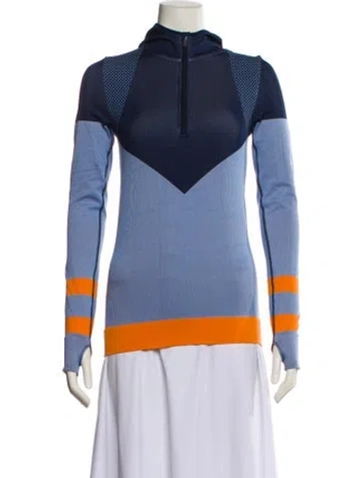 Pre-owned Tory Sport Nylon Colorblock Pattern Sweatshirt In Blue