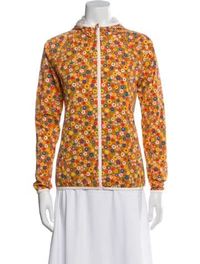 Pre-owned Tory Sport Nylon Floral Print Jacket W/ Tags In Orange