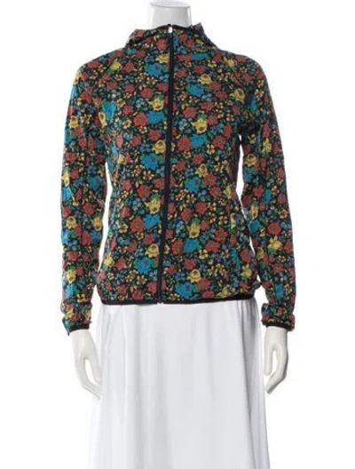 Pre-owned Tory Sport Nylon Floral Print Performance Jacket In Blue