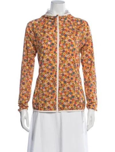 Pre-owned Tory Sport Nylon Floral Print Performance Jacket In Orange