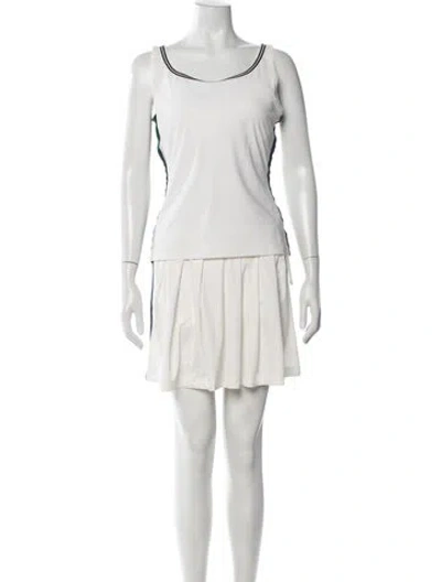 Pre-owned Tory Sport Nylon Grosgrain Trim Skirt Set In White