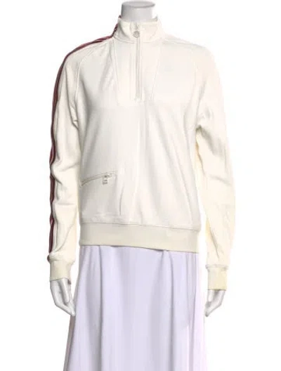 Pre-owned Tory Sport Nylon Mock Neck Sweatshirt In White
