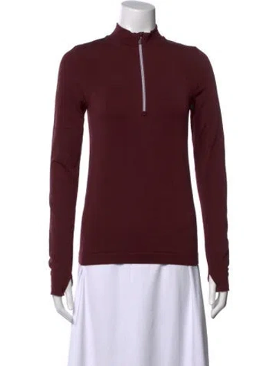 Pre-owned Tory Sport Nylon Mock Neck Top In Burgundy