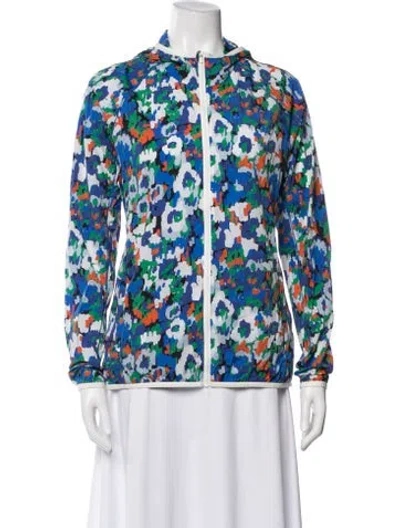 Pre-owned Tory Sport Nylon Printed Evening Jacket In Blue