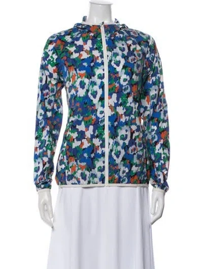 Pre-owned Tory Sport Nylon Printed Jacket In Blue