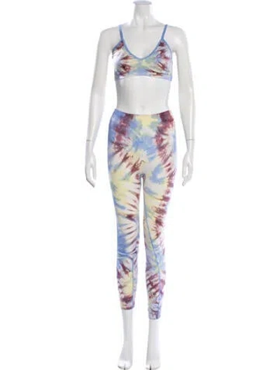 Pre-owned Tory Sport Nylon Tie-dye Print Pant Set In Blue