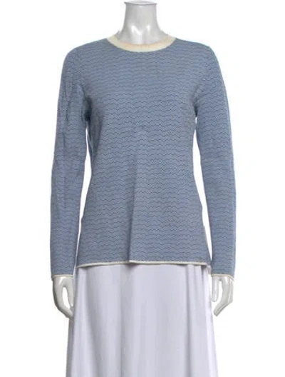 Pre-owned Tory Sport Patterned Crew Neck Sweater In Blue/white