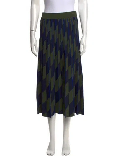Pre-owned Tory Sport Patterned Midi Length Skirt In Green