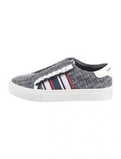 Pre-owned Tory Sport Patterned Pleated Accents Sneakers In Blue