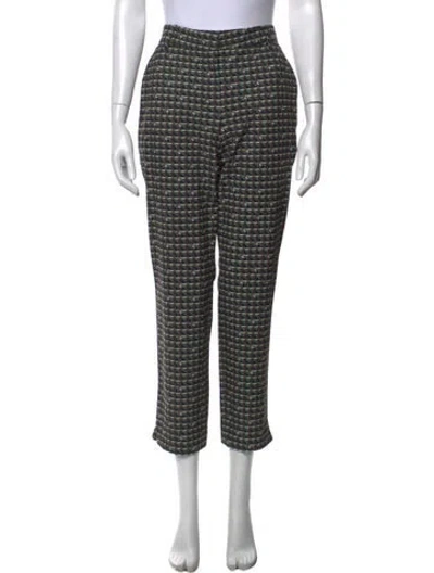Pre-owned Tory Sport Patterned Straight Leg Pants In Green