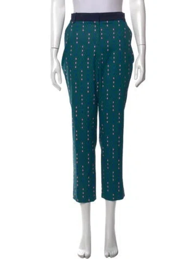 Pre-owned Tory Sport Patterned Straight Leg Pants In Green