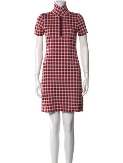 Pre-owned Tory Sport Plaid Print Knee-length Dress In Red