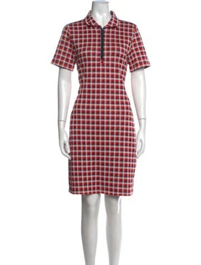 Pre-owned Tory Sport Plaid Print Knee-length Dress In Red