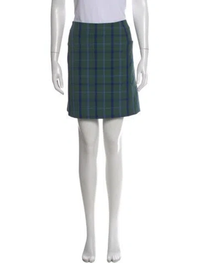 Pre-owned Tory Sport Plaid Print Knee-length Shorts In Green
