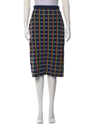 Pre-owned Tory Sport Plaid Print Knee-length Skirt In Blue