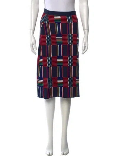 Pre-owned Tory Sport Plaid Print Midi Length Skirt In Blue