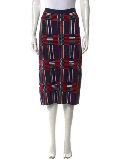 Pre-owned Tory Sport Plaid Print Midi Length Skirt In Blue