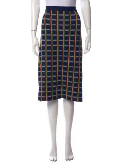 Pre-owned Tory Sport Plaid Print Midi Length Skirt In Blue
