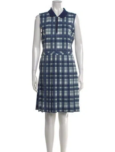 Pre-owned Tory Sport Plaid Print Mini Dress In Blue