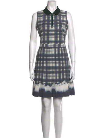 Pre-owned Tory Sport Plaid Print Mini Dress In Blue