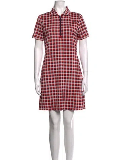 Pre-owned Tory Sport Plaid Print Mini Dress In Red
