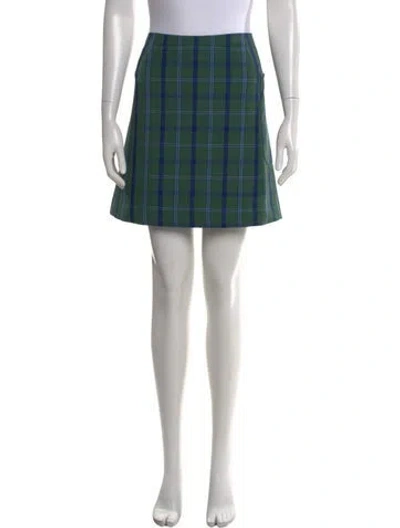 Pre-owned Tory Sport Plaid Print Mini Shorts In Green