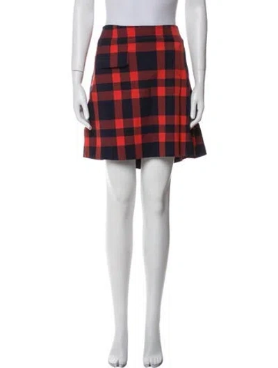 Pre-owned Tory Sport Plaid Print Mini Skirt In Blue