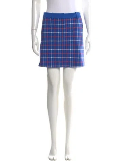 Pre-owned Tory Sport Plaid Print Mini Skirt In Blue