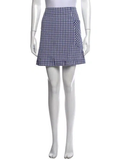 Pre-owned Tory Sport Plaid Print Mini Skirt In Blue