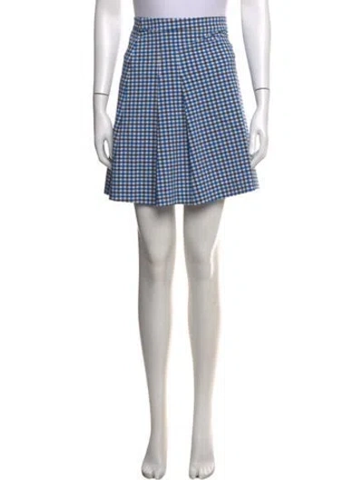 Pre-owned Tory Sport Plaid Print Mini Skirt In Blue