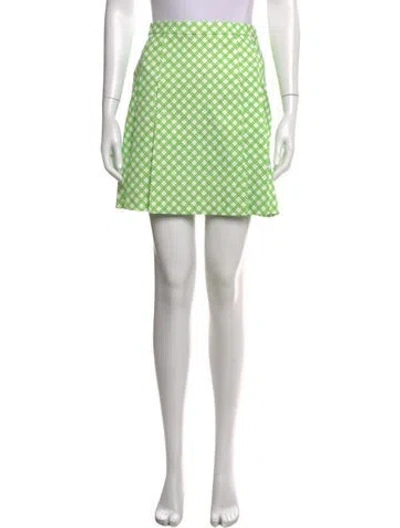 Pre-owned Tory Sport Plaid Print Mini Skirt In Green