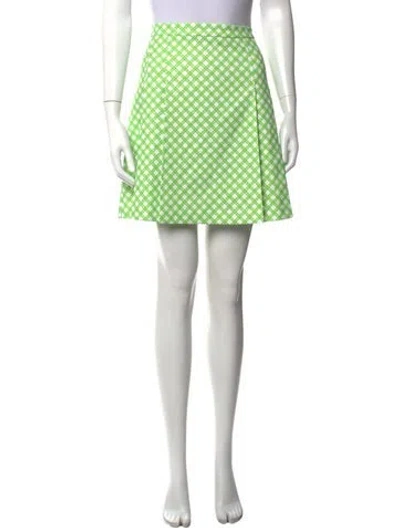 Pre-owned Tory Sport Plaid Print Mini Skirt In Green/white