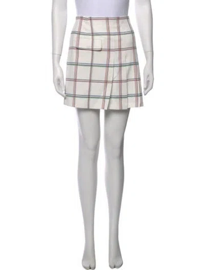 Pre-owned Tory Sport Plaid Print Mini Skirt In Neutral