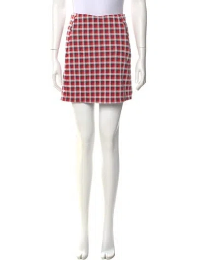 Pre-owned Tory Sport Plaid Print Mini Skirt In Red