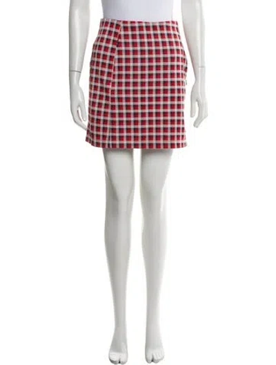 Pre-owned Tory Sport Plaid Print Mini Skirt In Red