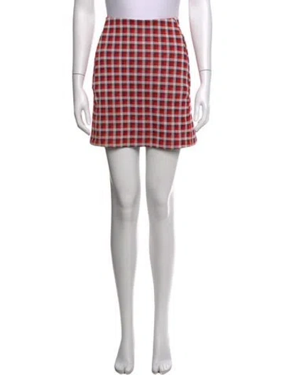 Pre-owned Tory Sport Plaid Print Mini Skirt In Red