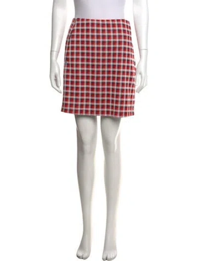 Pre-owned Tory Sport Plaid Print Mini Skirt In Red