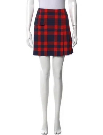 Pre-owned Tory Sport Plaid Print Mini Skirt In Red
