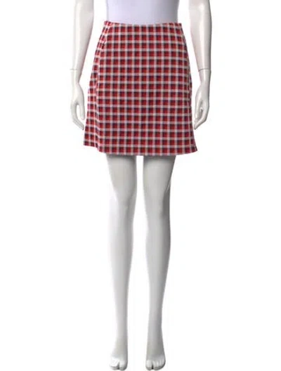 Pre-owned Tory Sport Plaid Print Mini Skirt In Red