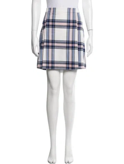 Pre-owned Tory Sport Plaid Print Mini Skirt W/ Tags In White