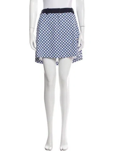 Pre-owned Tory Sport Plaid Print Mini Skirt In White