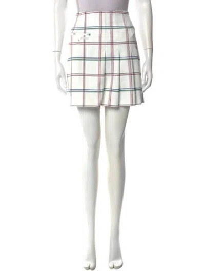 Pre-owned Tory Sport Plaid Print Mini Skirt In White