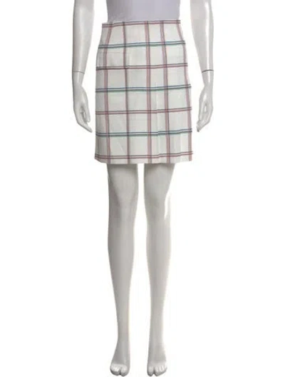 Pre-owned Tory Sport Plaid Print Mini Skirt In White