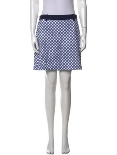 Pre-owned Tory Sport Plaid Print Mini Skirt In White